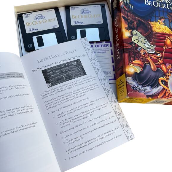Disney Software Be Our Guest Floppy Disk Game Includes Poster As-Is - Picture 4 of 5